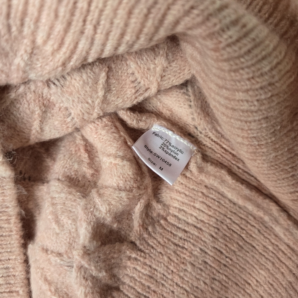 Elan Pink Textured Women's Sweater M - Picture 6 of 8